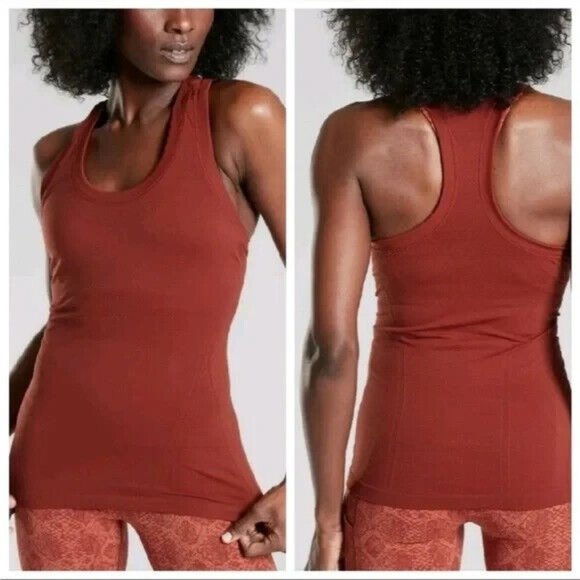 Athleta Momentum Tank Top Size Medium Rust Red Brown - Picture 2 of 7